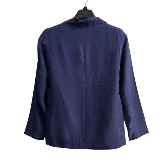 Wintersilks Blazer Womens S Purple Blue Silk One Button Jacket Lightweight - Picture 2 of 6